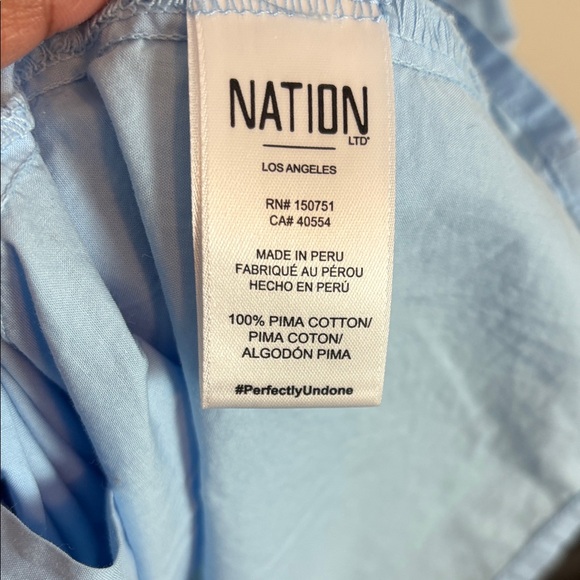 Nation LTD Sky Blue Midi Dress with Puff Sleeves 100% Pima Cotton - Picture 4 of 8